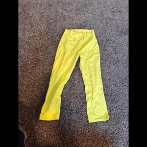 Bright yellow Lululemon cropped leggings